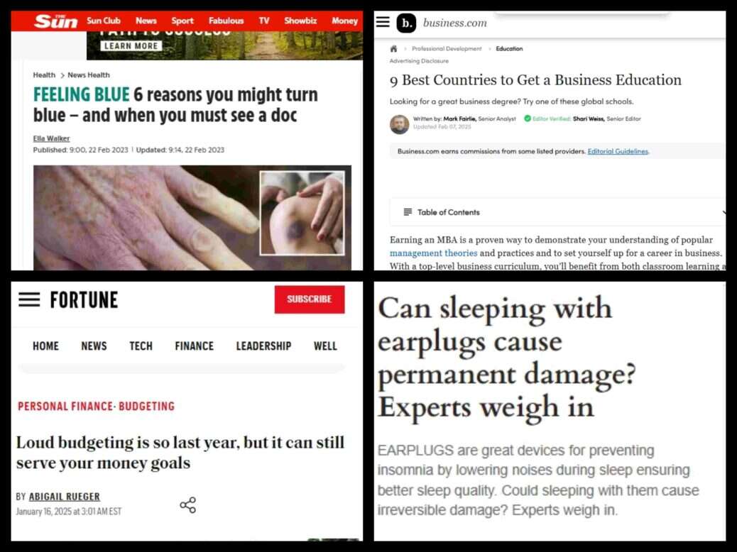 Articles containing comment from Rebecca Leigh and Charlotte Cremers. Both of whom do not appear to exist.