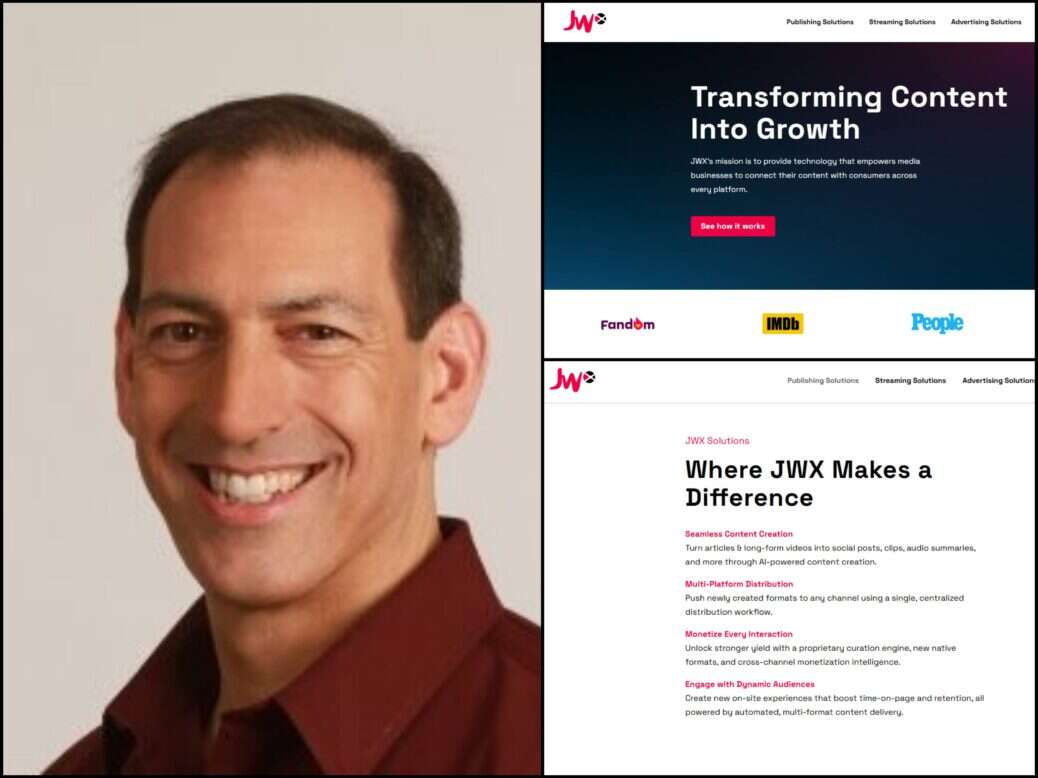 John Nardone, CEO of JWX Connatix (left), and homepage screenshots