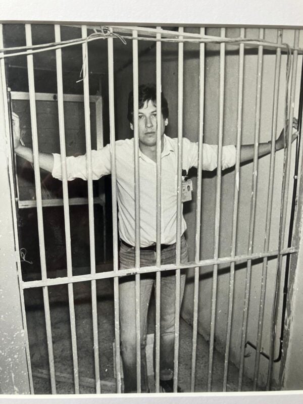 Chris Boffey in a cell in Spain that was being prepared to accommodate British hooligans ahead of the 1982 World Cup. Picture: Shirley Boffey