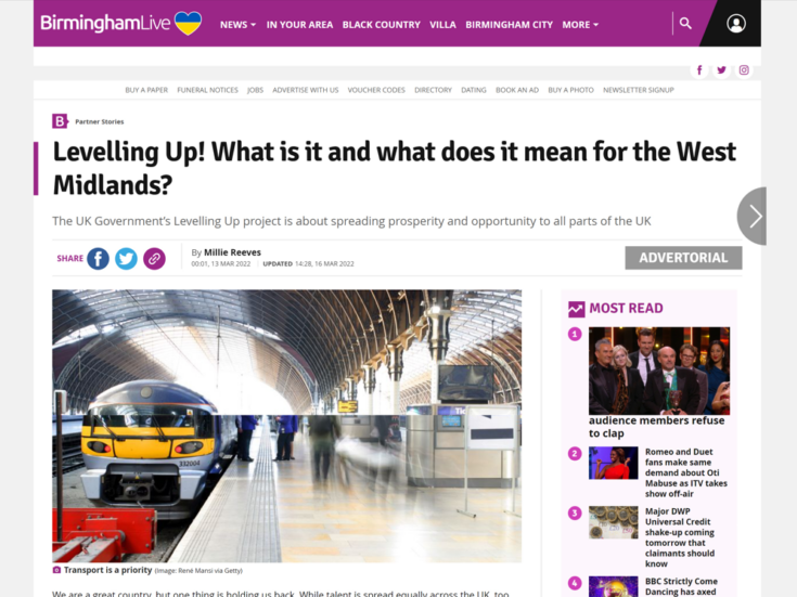 Reach 'levelling up' advertorials for Govt banned by ASA after being found 'not obviously identifiable as marketing'