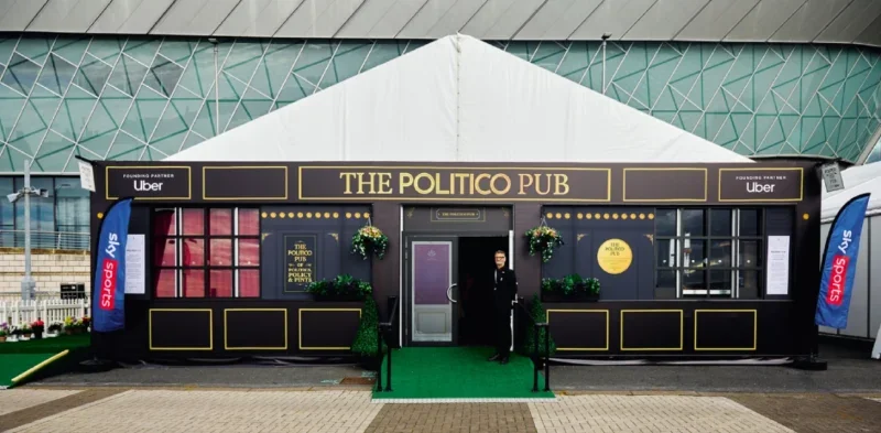 Exterior of the Politico Pub at the Labour Party Conference 2025