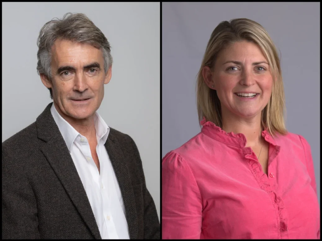 Headshots of former and new William Reed chairs: Charles Reed and Holly Widdowson