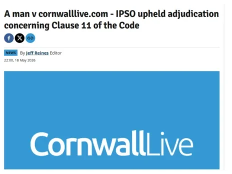 Cornwall Live risked identifying sexual assault victim, says IPSO