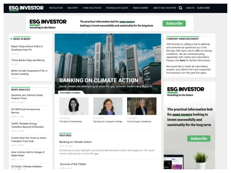 B2B title ESG Investor closes amid ‘anti-woke’ backlash to sustainable investing