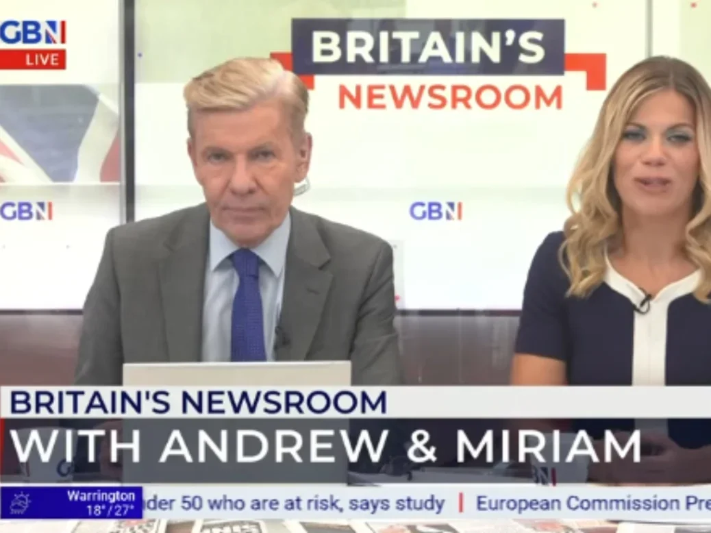 Andrew Pierce and Miriam Cates on GB News show Britain's Newsroom