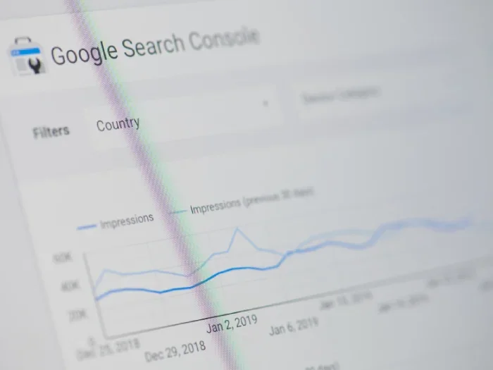 Google Search Console, the tool where publishers can measure their site traffic and performance. Shows a line graph to an unnamed site