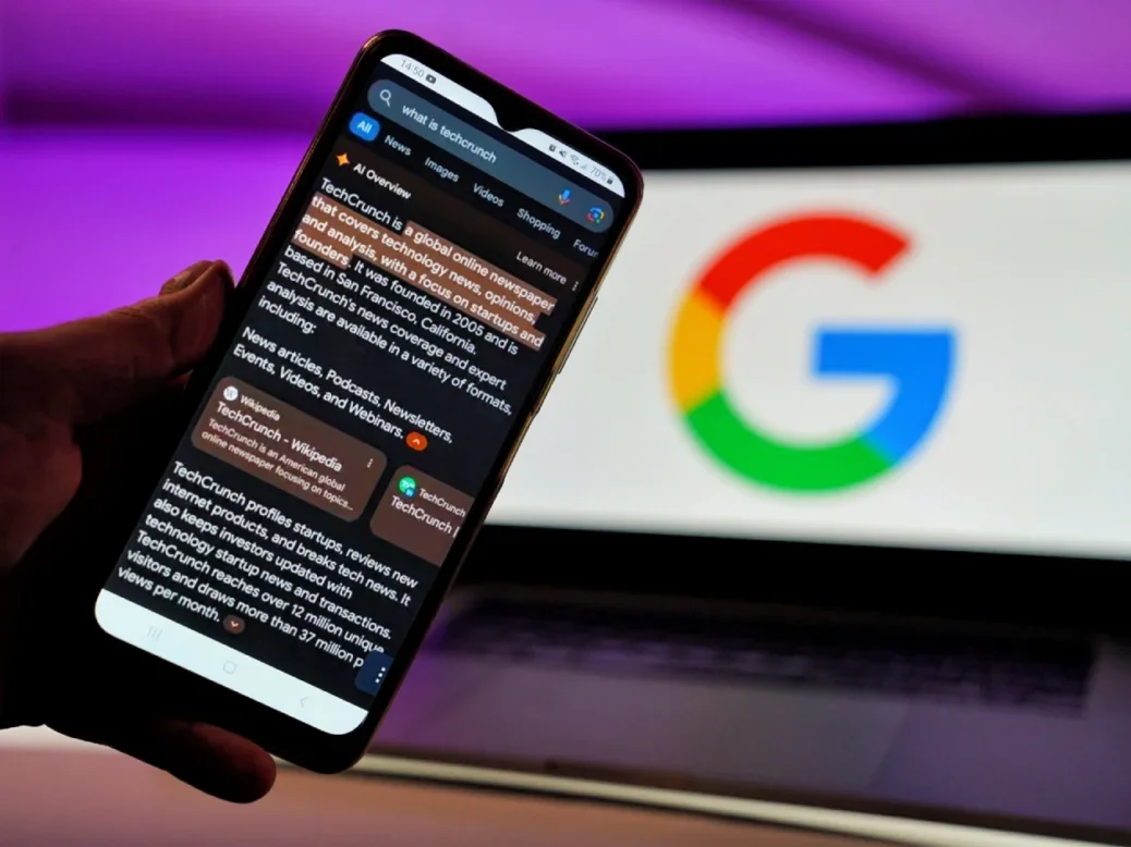 Google AI Overviews search feature shown in front of a Google webpage